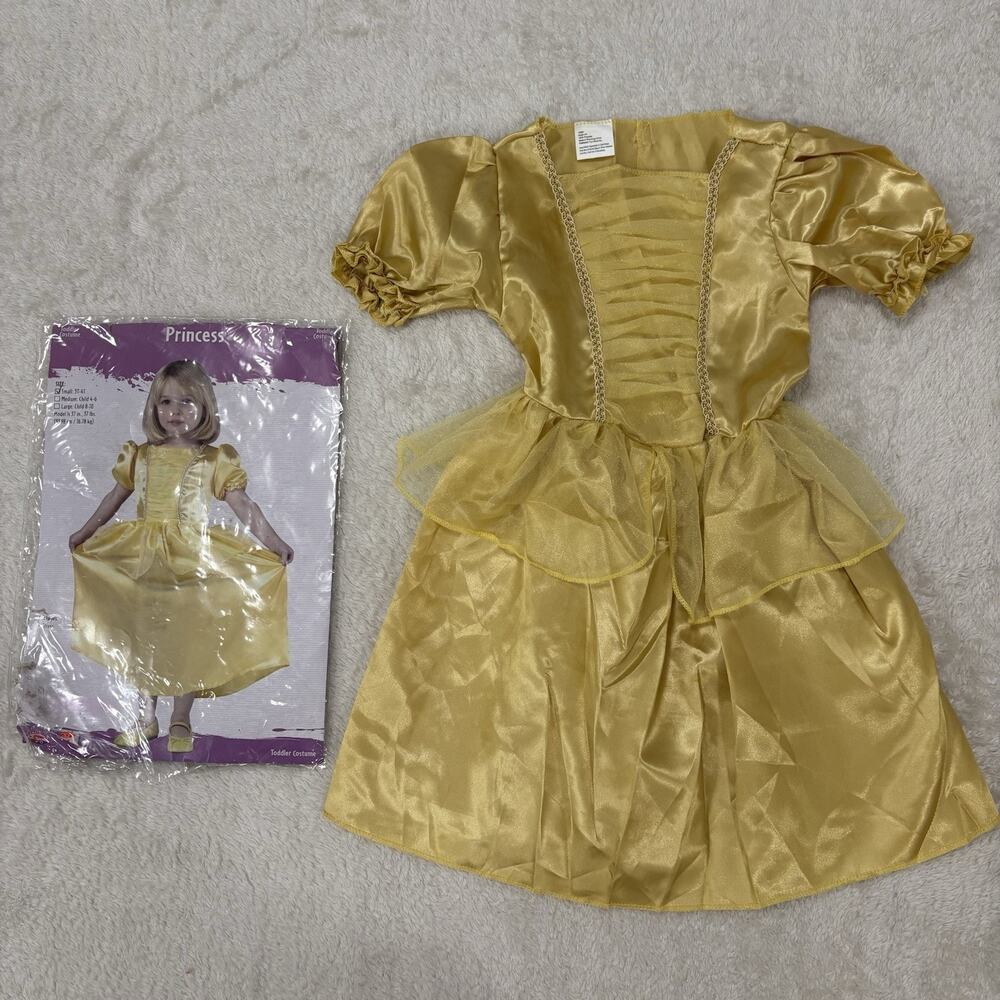 Fun World Princess Costume Girls Small 4-6 Yellow Gold Fairy Tale Dress